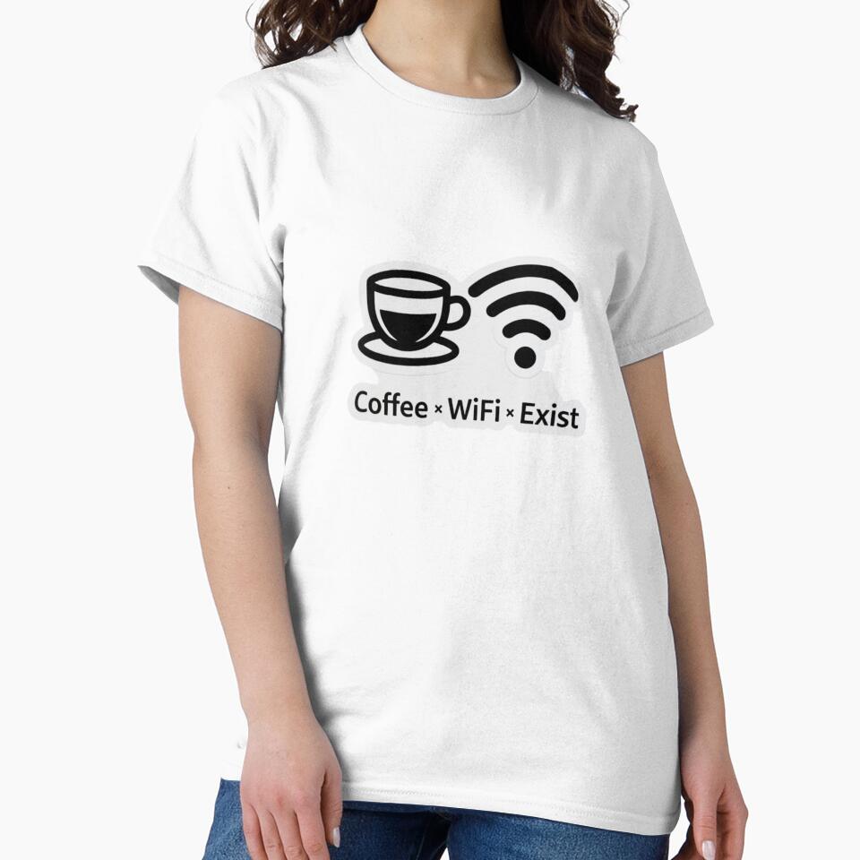 Coffee WiFi Exist Funny Remote Work Sticker Minimal Work From Home Humor by ZYNORAworld