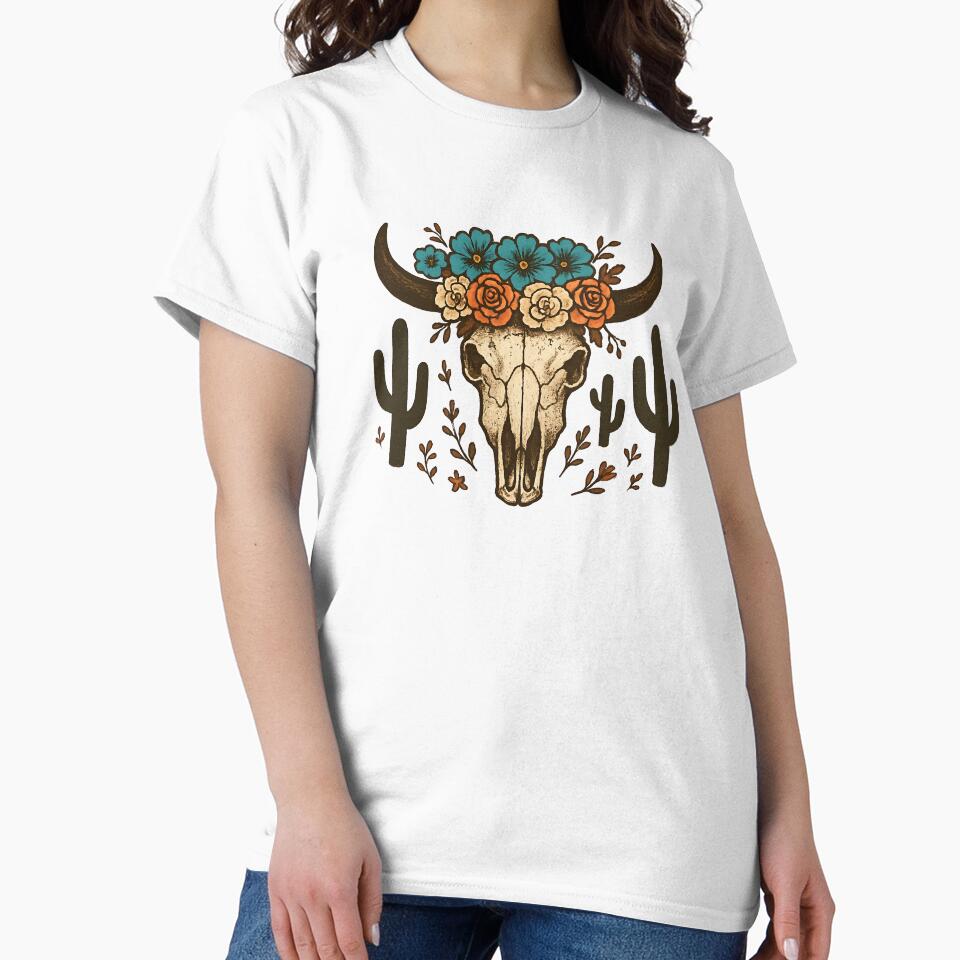 Bull Skull and flowers - cute western by EliteShadow