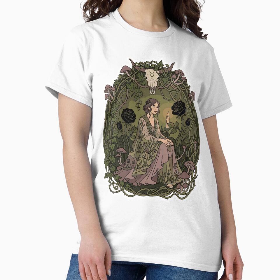 Taurus Whimsigoth Zodiac Art — Dark Botanical Earth Sign Astrology Design by DriftingDoodle