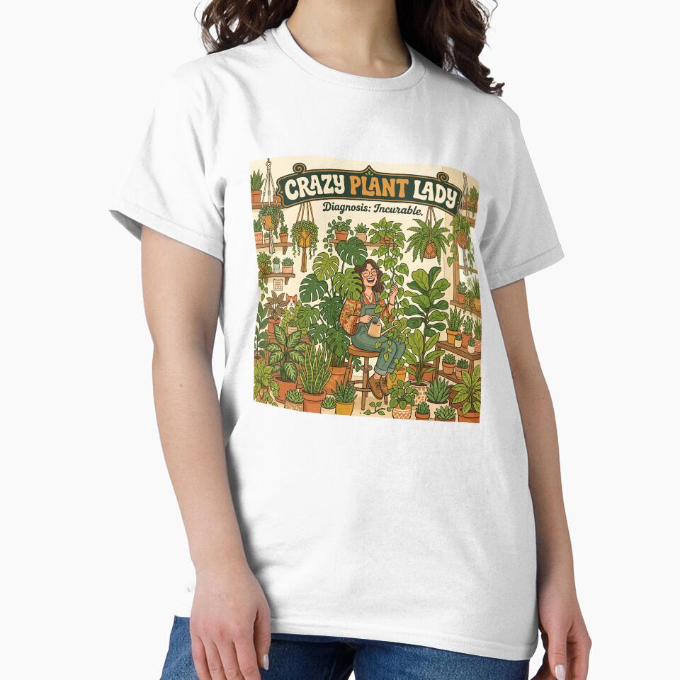 Crazy Plant Lady Shirt – Houseplant Jungle Diagnosis Incurable Funny Tee by DmaarGroup