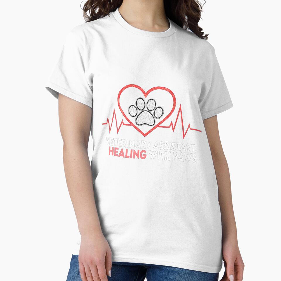 Veterinary Assistant Heartbeat Paw Print – Healing with Paws Vet Tech Design by VividOrganica