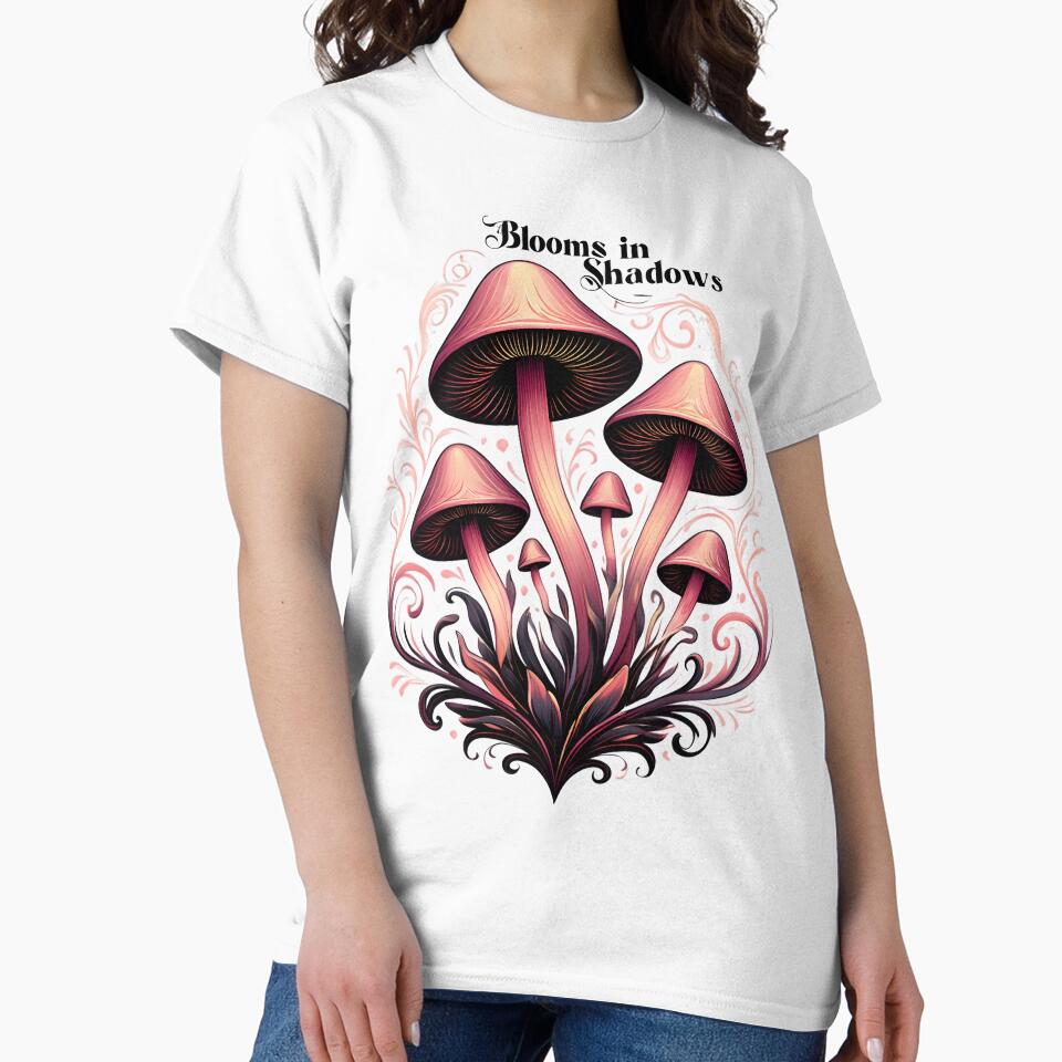 Blooms in Shadows - Whimsigoth Mushroom Art | Pastel Goth Botanical Print by AnnDesignStudio