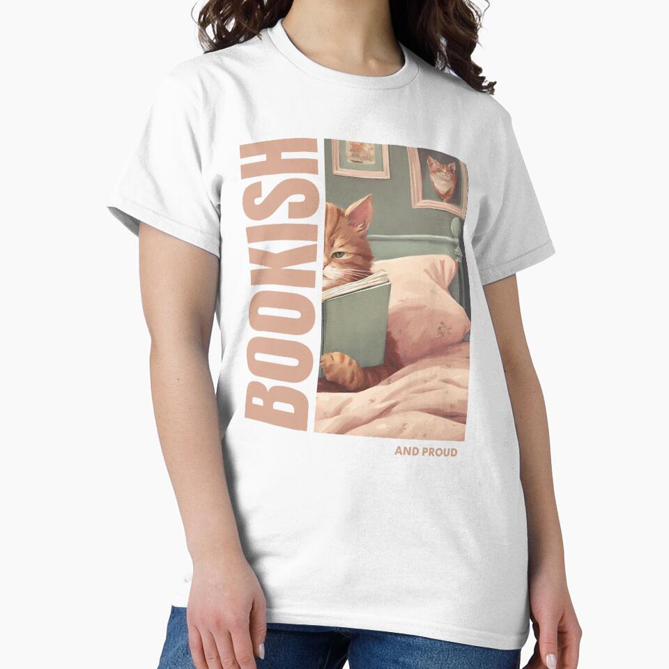 Bookish and proud pink cute cartoon funny cat by SoulfulT