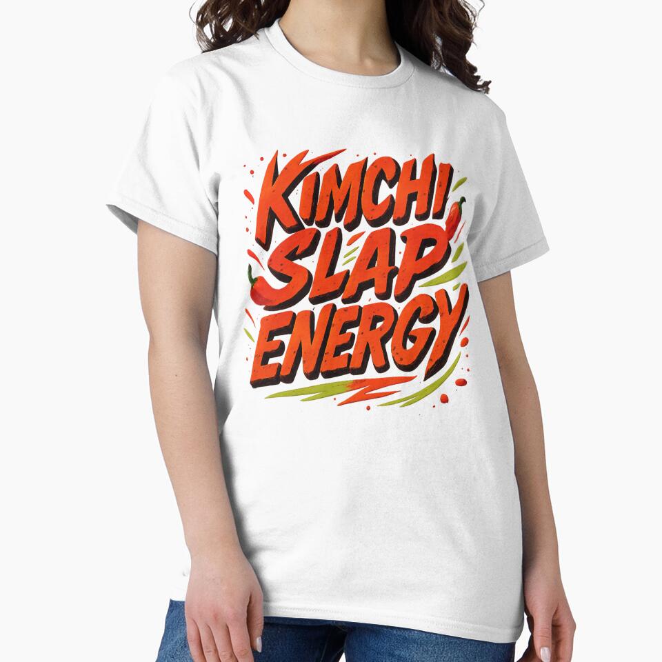 Kimchi Slap Energy, Spicy Korean Food Humor Typography, K-Drama fan by MonetObsidian