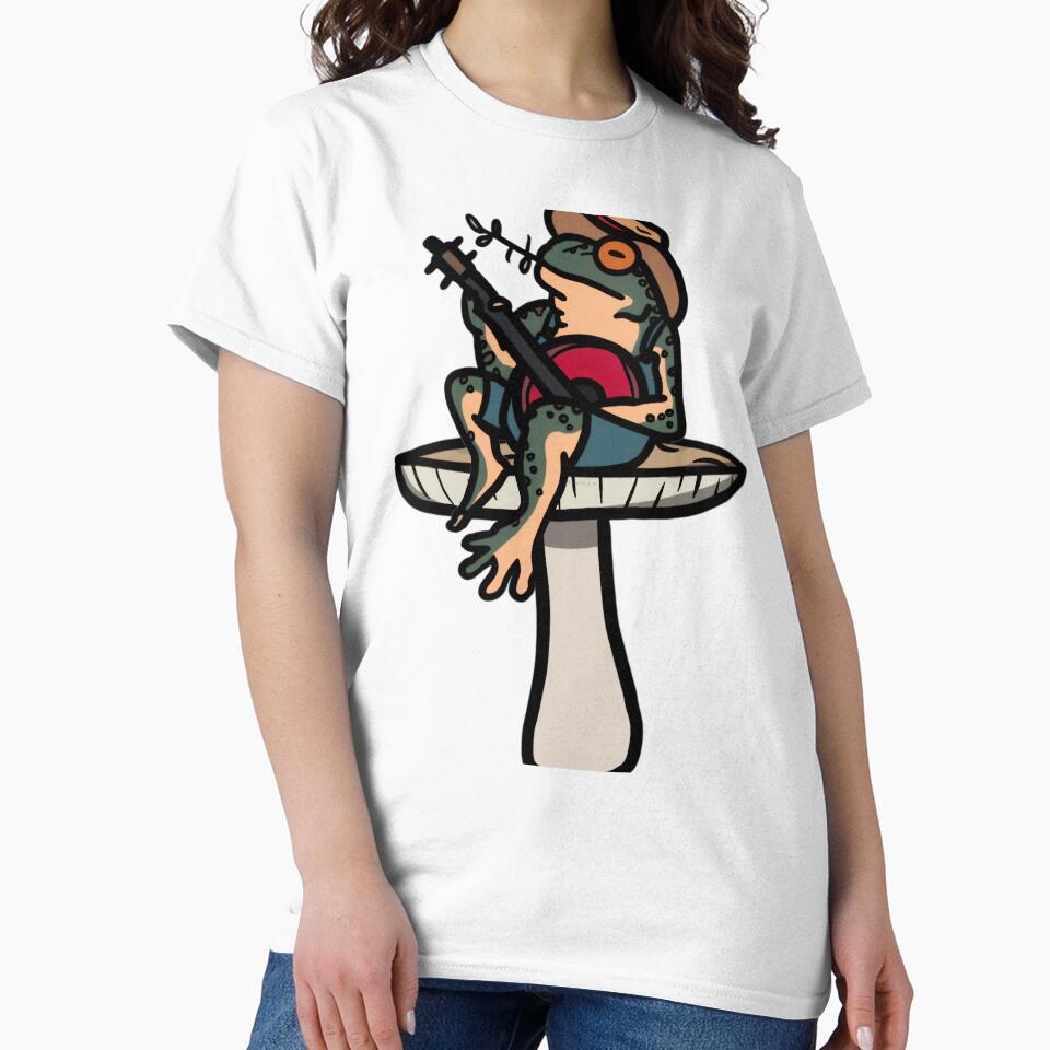 Frog Playing Banjo On A Mushroom by qhuhwhjqej6