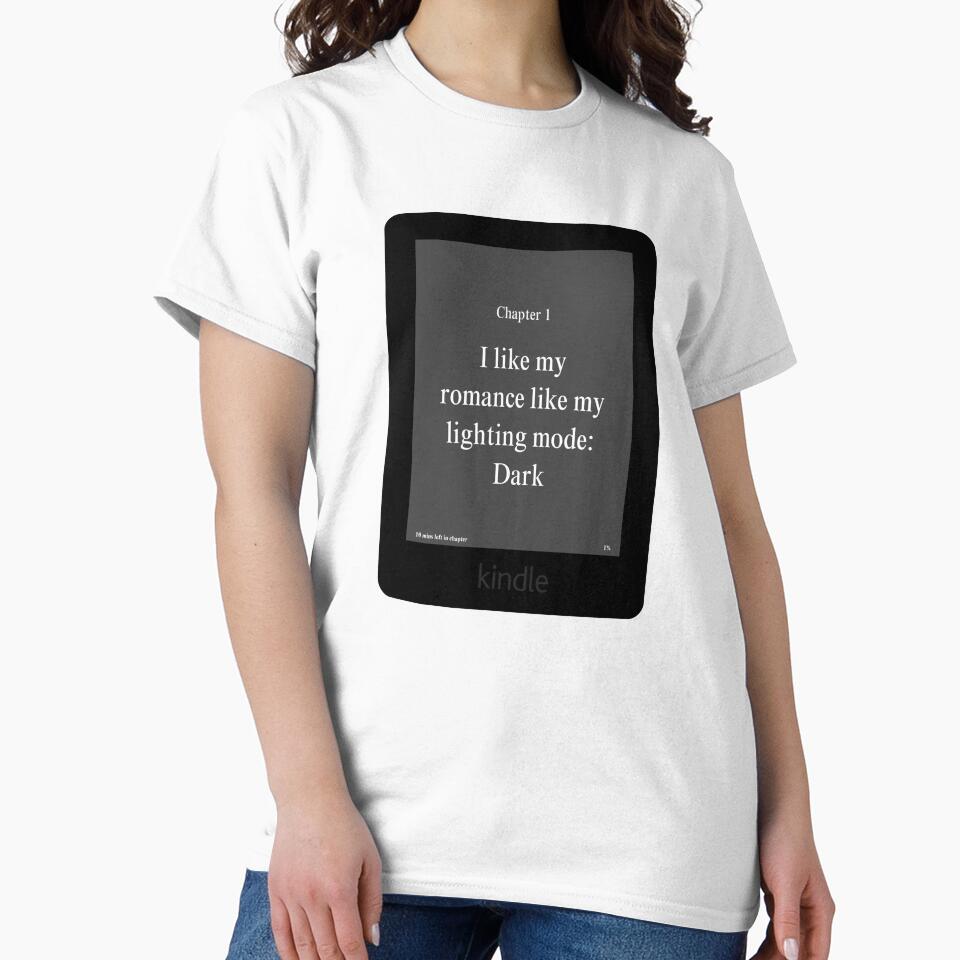 "I like my romance like my lighting mode: DARK" Kindle Ereader Sticker by BecomingBookish
