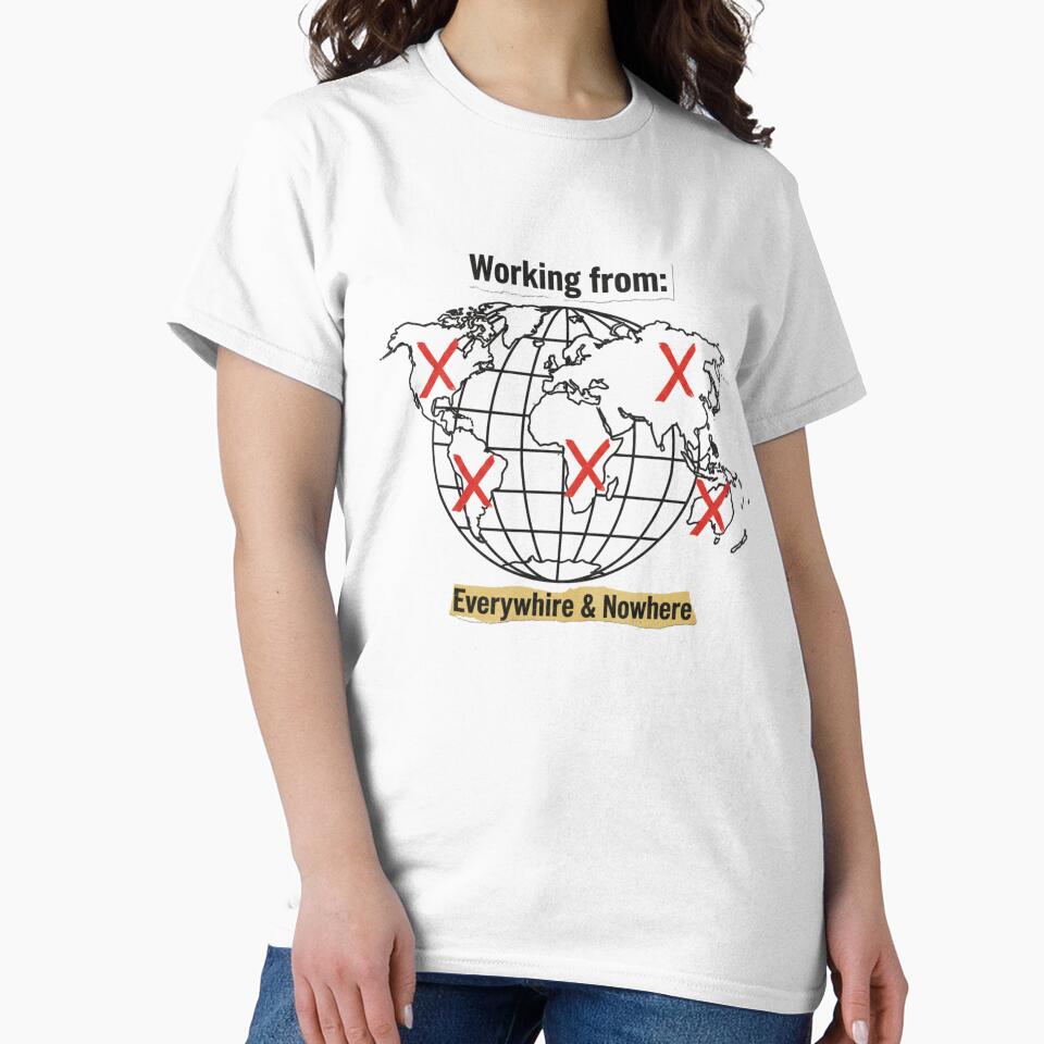 Working From Everywhere and Nowhere Funny Remote Work Digital Nomad Sticker by ZYNORAworld
