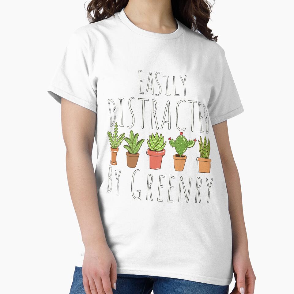 Easily Distracted by Greenery. Funny Plant Lover Quote and gift for Nature and Garden Lovers by 123artistickay