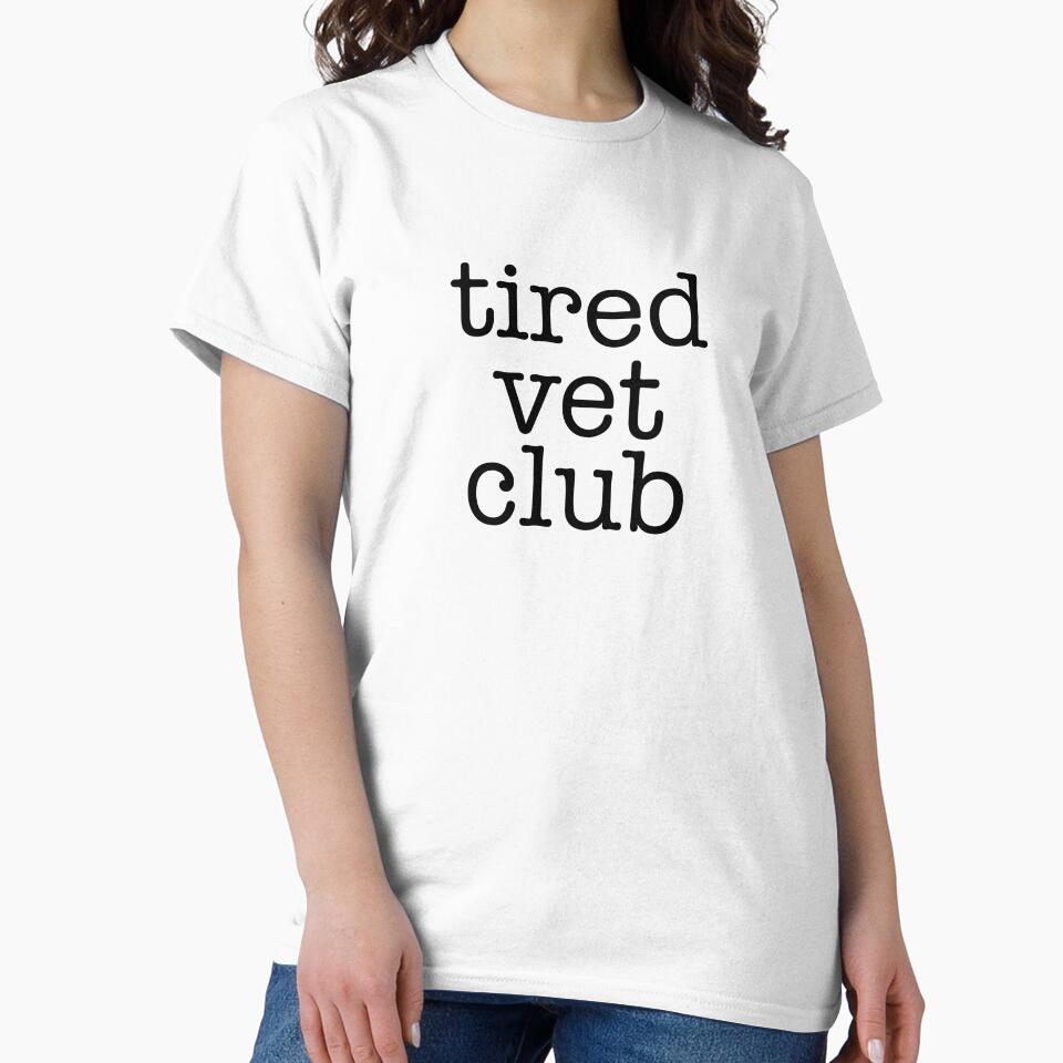 Tired Vet Club Sticker – Veterinary Medicine Life Humor by backwoodsdsgn