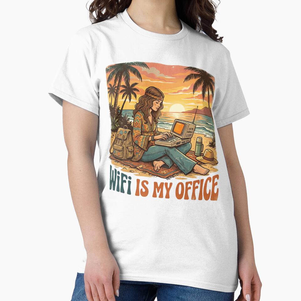 WiFi Is My Office Vintage Retro T-Shirt Design by urbinet