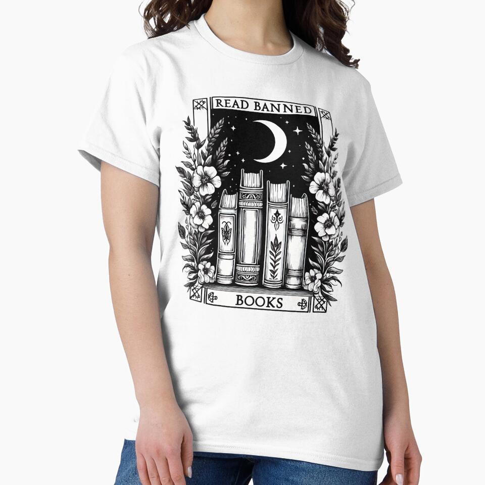 Read Banned Books Floral Garden Monochromatic by TomFrontierArt