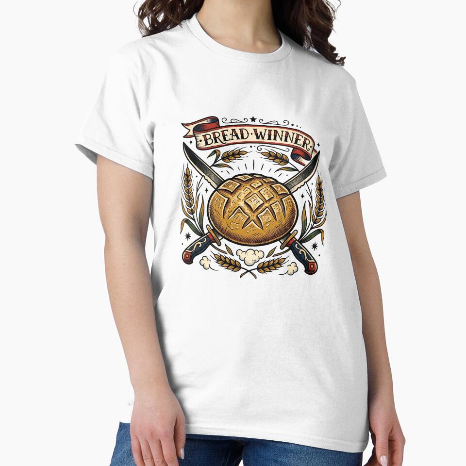 Bread Winner Sourdough Tattoo Flash Funny Baker Vintage American Tee by afarkar