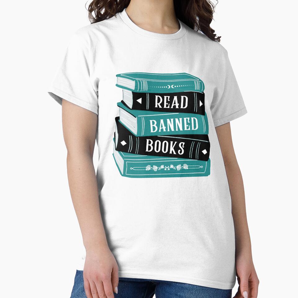 Read Banned Books Book Stack / Pile Teal Green by Taiga-Design