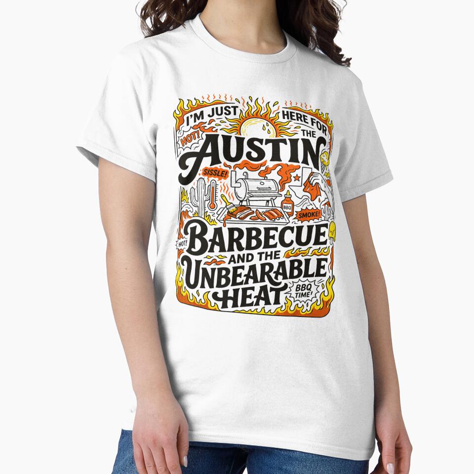 Austin Barbecue And The Unbearable Heat Flame Texan Smoker BBQ Grilling Art by Plonkylar