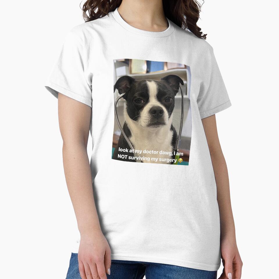 Serious Boston Terrier Wearing Medical Stethoscope by Flying Doggo