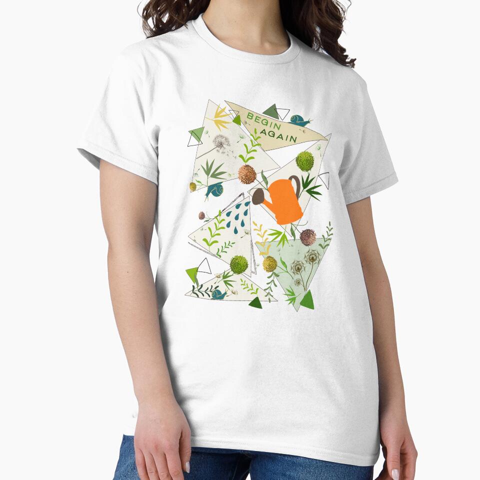 Begin Again Watering Can Garden Geometric Triangle Pattern by Vibria Pattern Studio