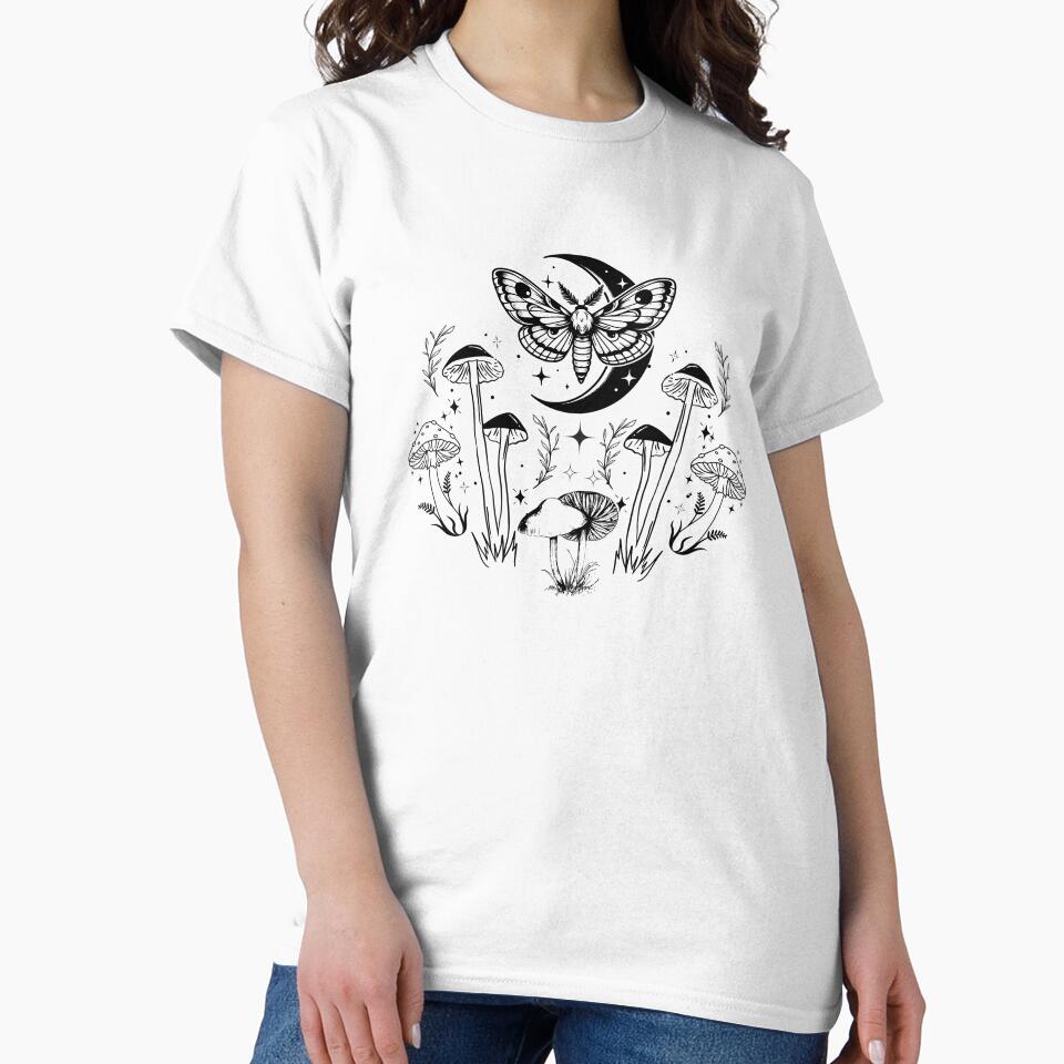 Lispe Mushrooms Moth and Moon by Lispe-Designs