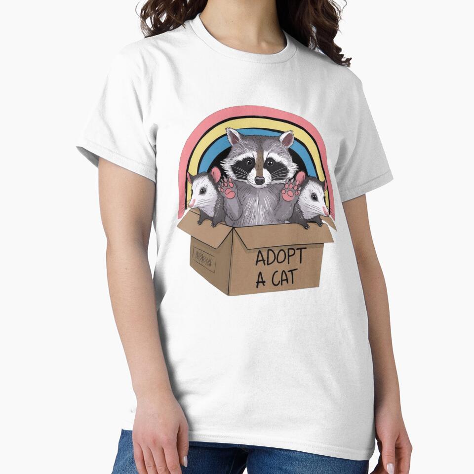 Adopt A Cat - Funny Raccoon and Opossum Trash Animals by JossDesign15