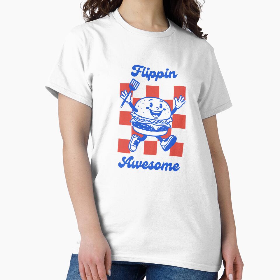 Flippin' Awesome Retro Burger Mascot Vintage Fast Food Design by shopfindingbeni