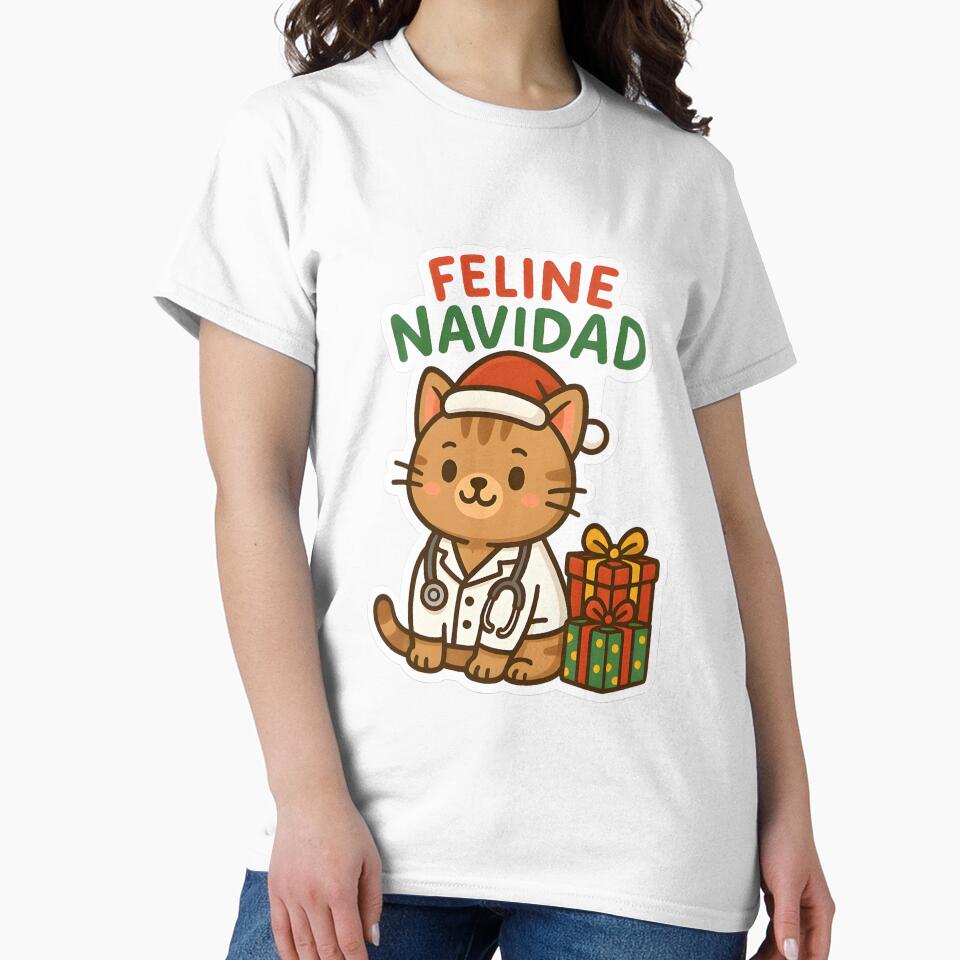 Feline Navidad – Christmas Vet Cat in Santa Hat by Bettybee00