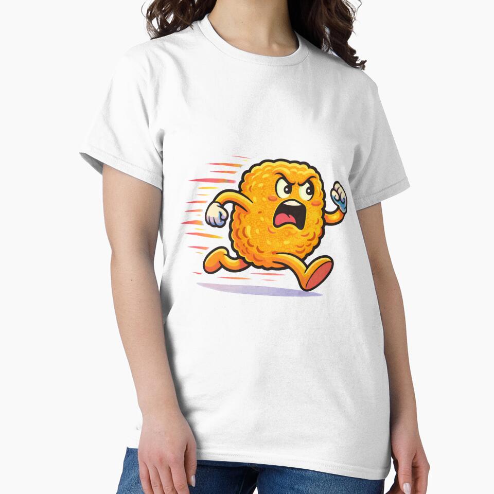 Running Chicken Nugget – Nostalgic Cartoon Graphic Tee by TTStudio