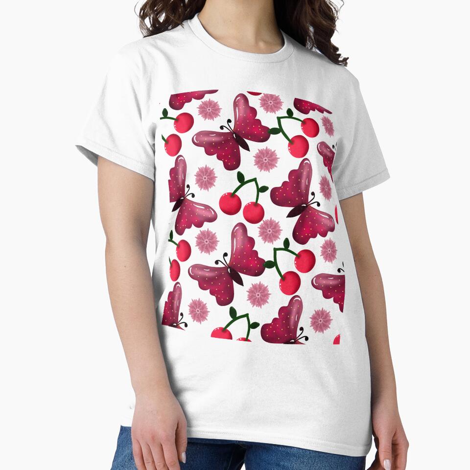 Cherry Butterfly Kawaii Seamless Pattern by HopeAndHustle