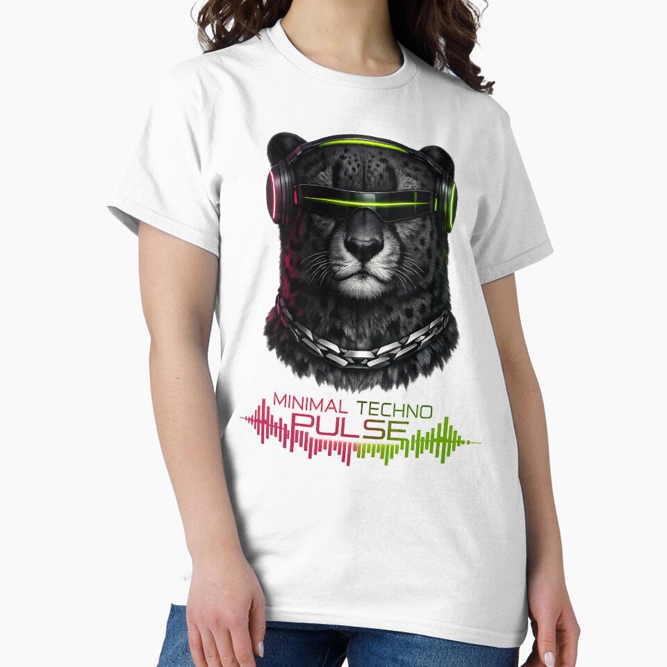 Minimal Techno Pulse Cyber Cheetah DJ by  ZenRave Designs