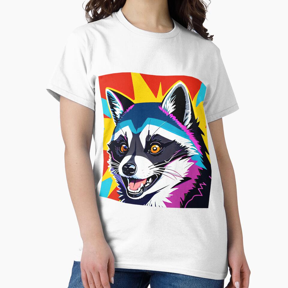 Modern Abstract Pop Art Style Laughing Raccoon Drawing" by thejoyker1986