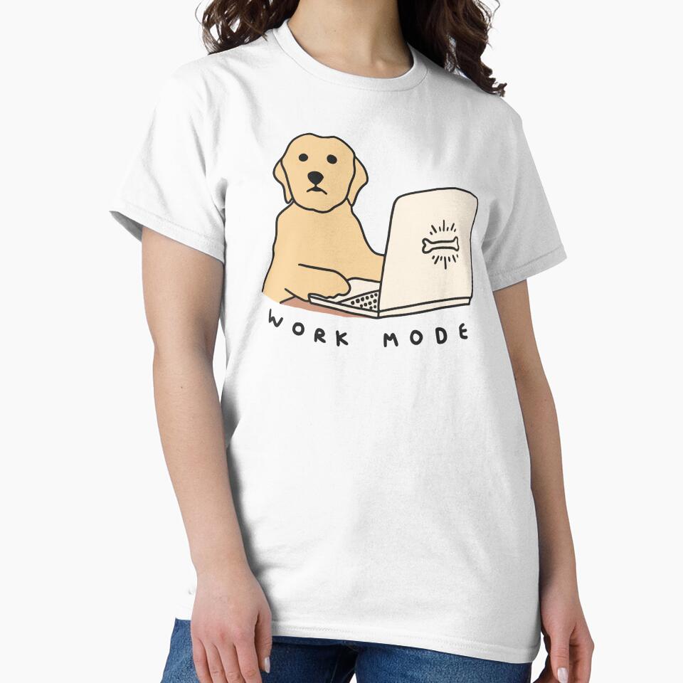 Golden Retriever Work Mode – Funny Dog Laptop Illustration by KERK WORKS