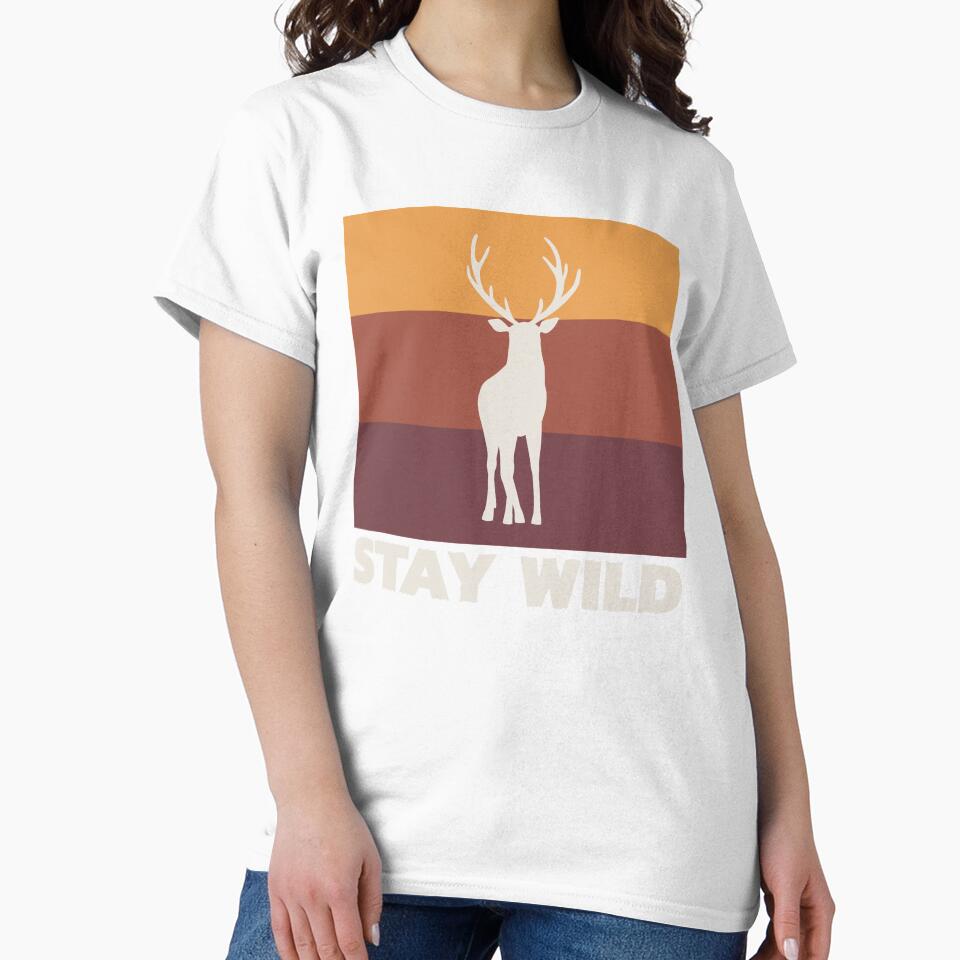 Stay Wild Vintage Colors with Deer Silhouette by Christof  Hall