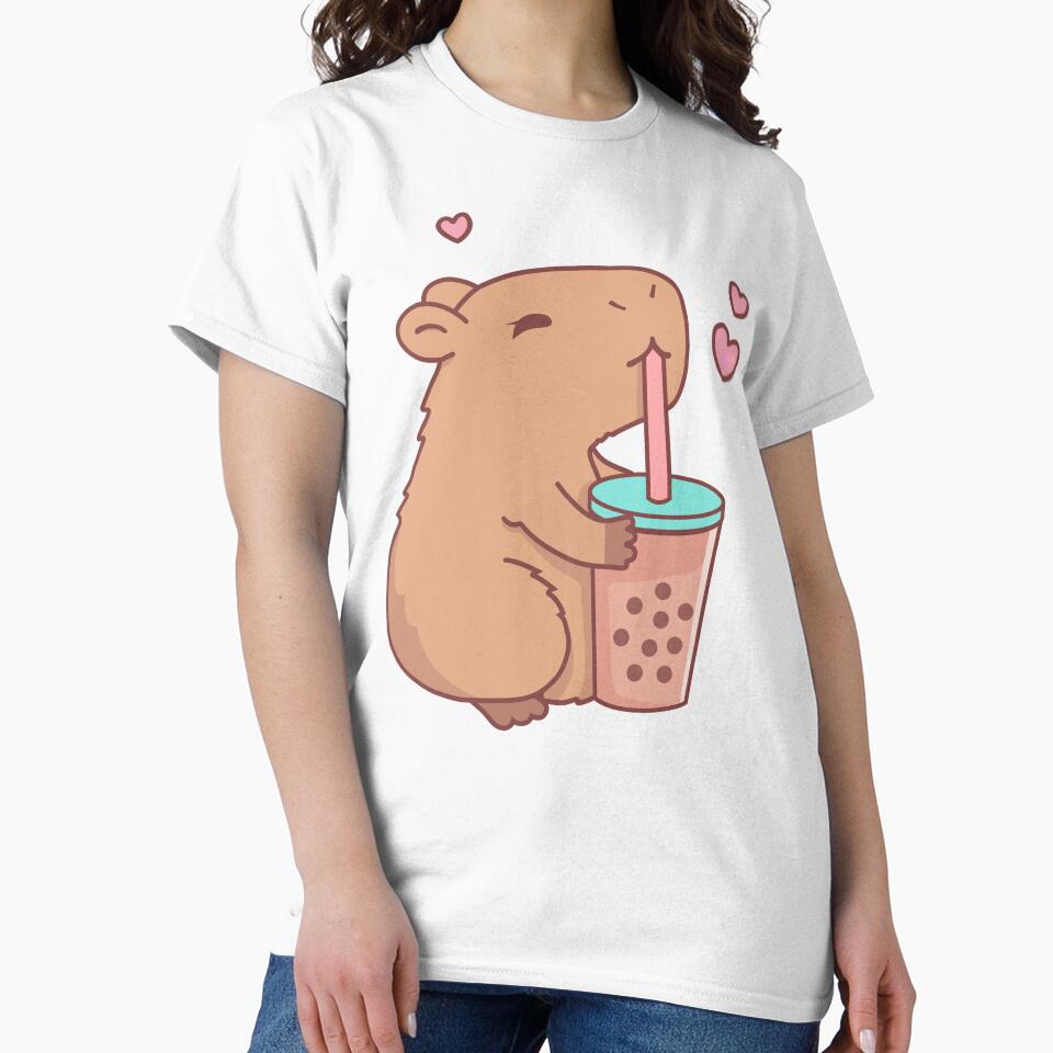 Cute Capybara Loves Boba Tea by EpochEchoes