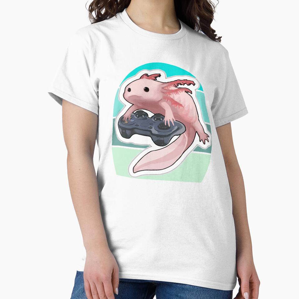 Axolotl Fish Playing Video Game White Axolotl Lizard Gamers by ZOUBAH
