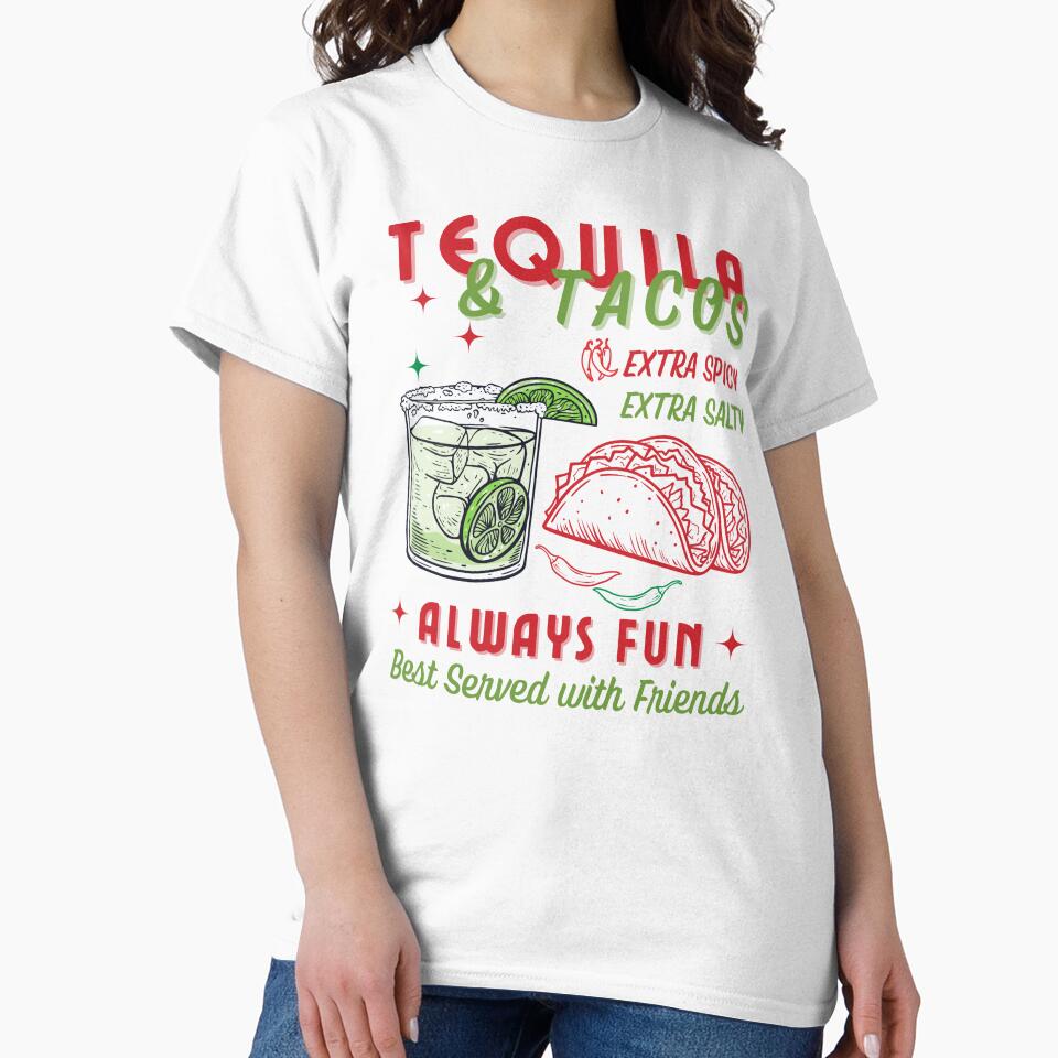 Tequila & Tacos, Happy Hour Party Shirt, Spicy Foodie Vibes Simple Design by BeaverFriends