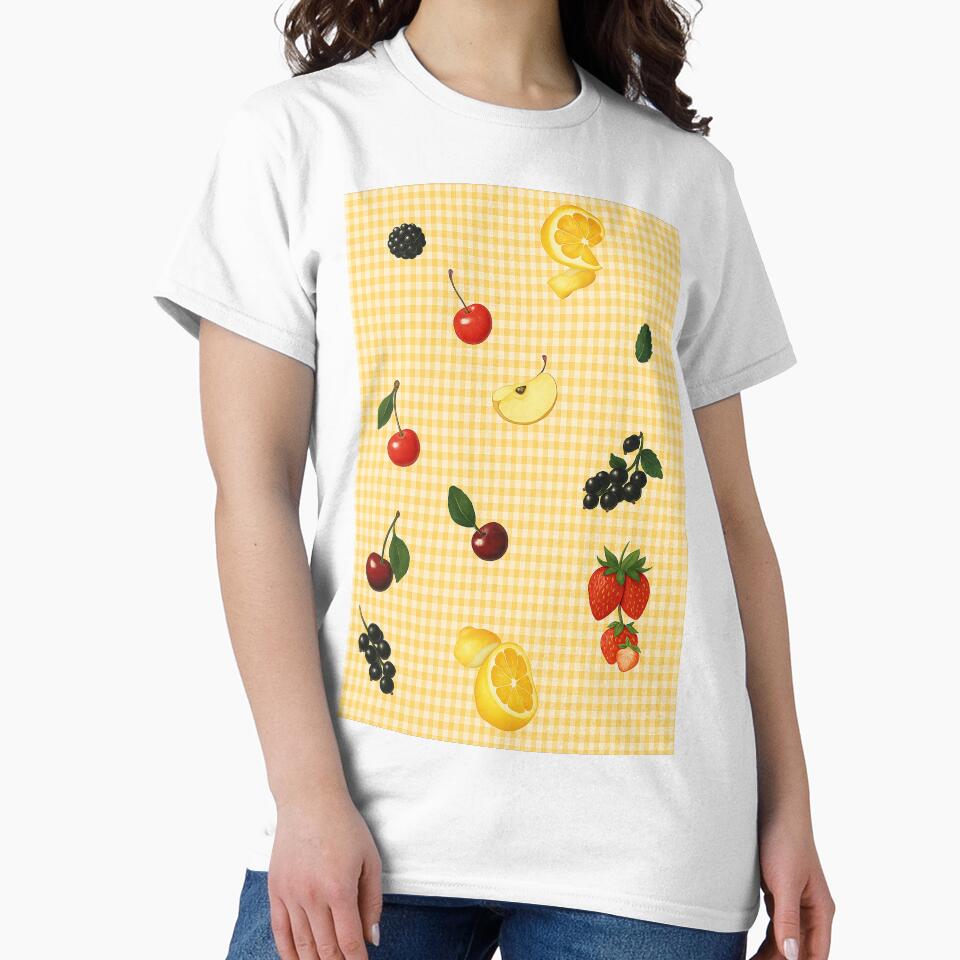 Cute Summer Fruit Pattern with Gingham Background for Foodie Aesthetic by weirdfishes123