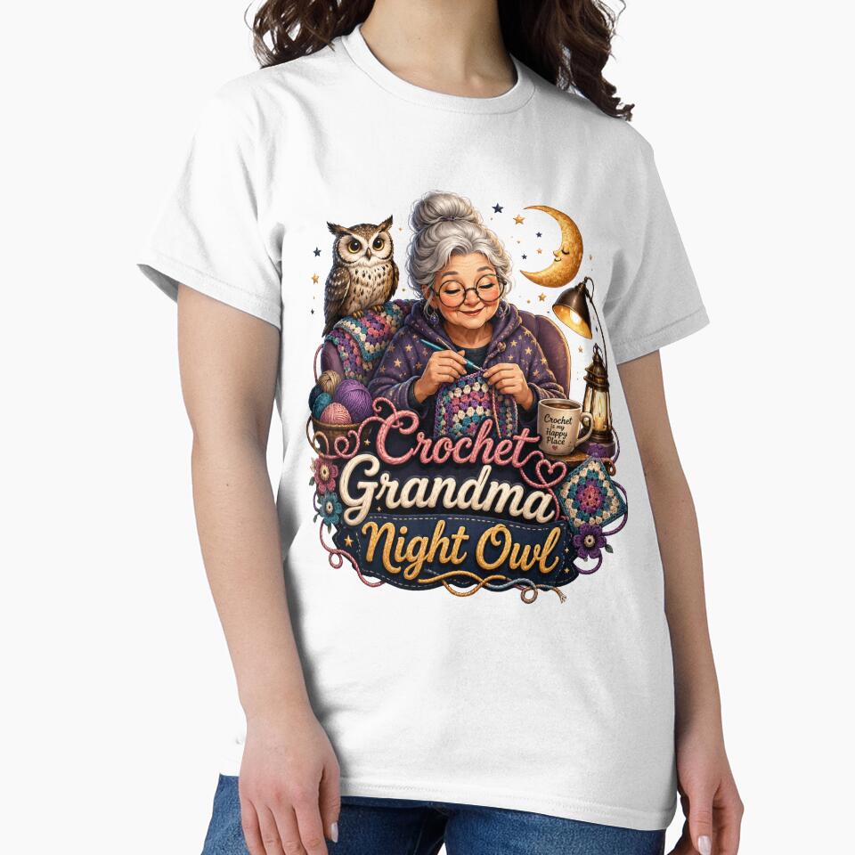 Crochet Grandma Night Owl Yarn Lover by Mosslume Studio