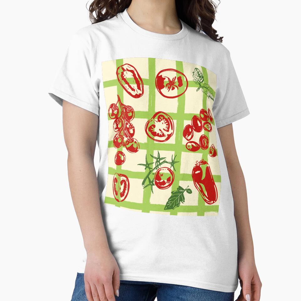 Tomato Picnic Pattern – Vintage Garden Illustration by MaiZephyr
