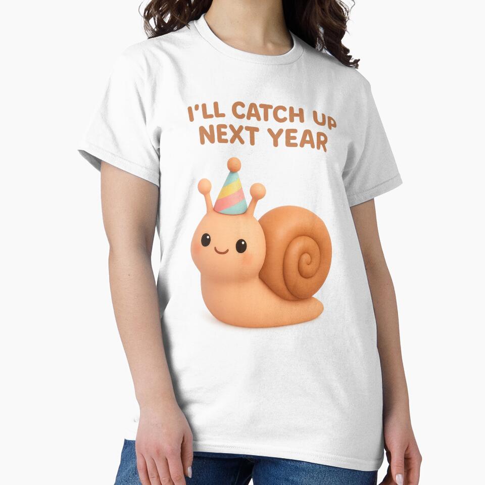 Cute Slow But Optimistic Snail Party Hat - I'll Catch Up Next Year | New Year Celebration by Moons Studio