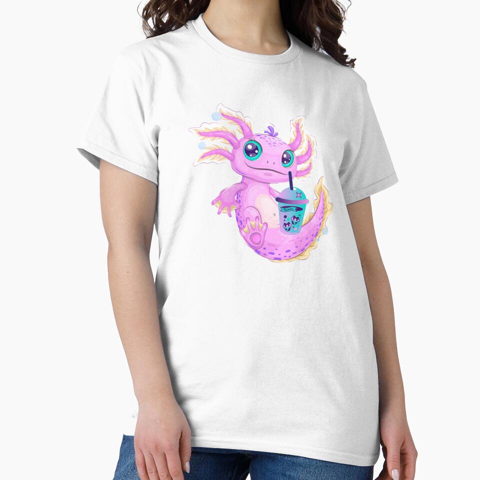axolotl drinking boba milk tea by Hoetoons
