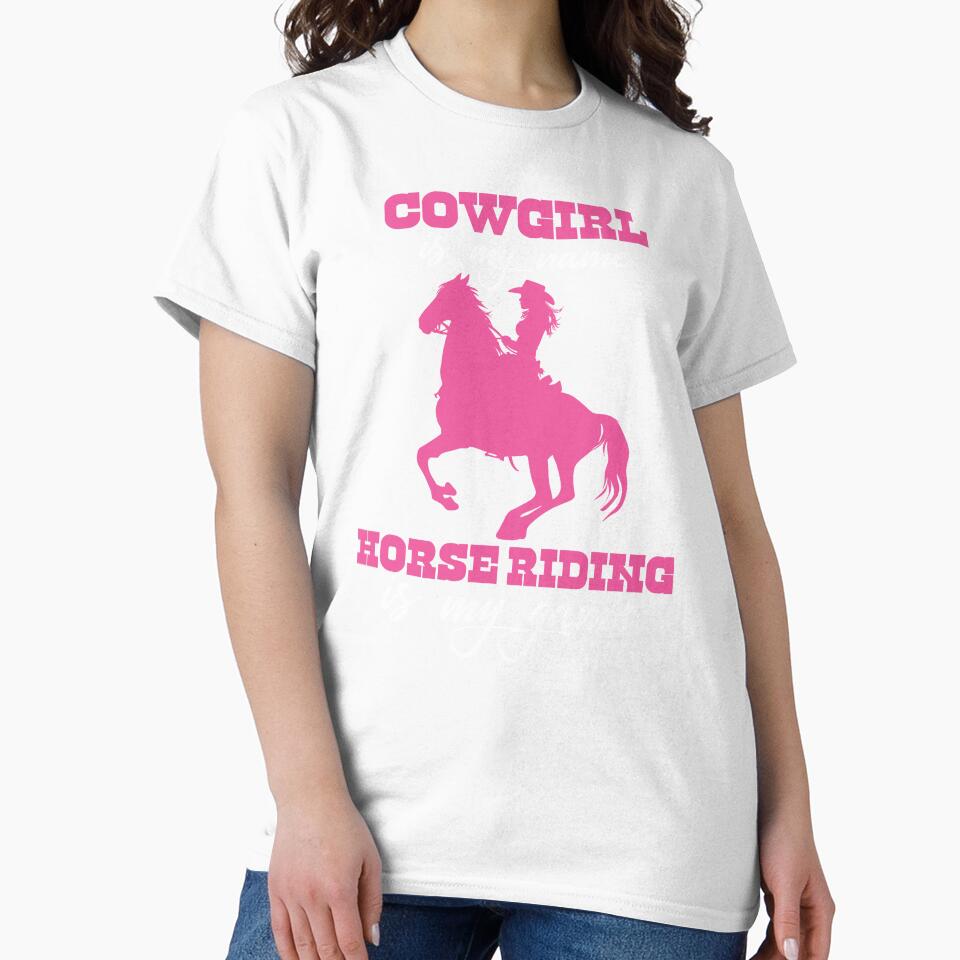 Funny Cowgirl Horse Raiding Quote, Women Pink Western Graphic by aymanehammi
