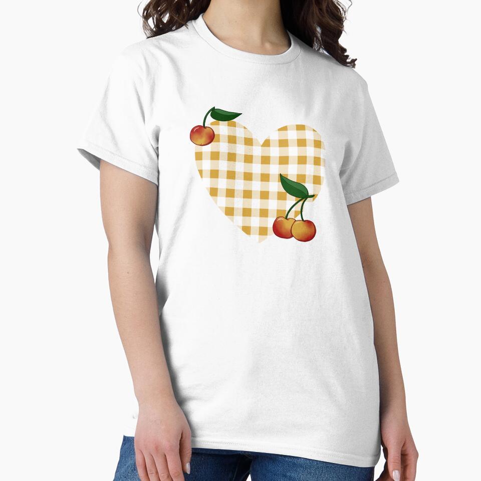 Yellow Cherry Gingham Heart by LahaskaArt
