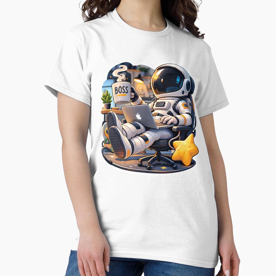 Space Boss Astronaut Working From Home Funny Remote Work Design by ZYNORAworld
