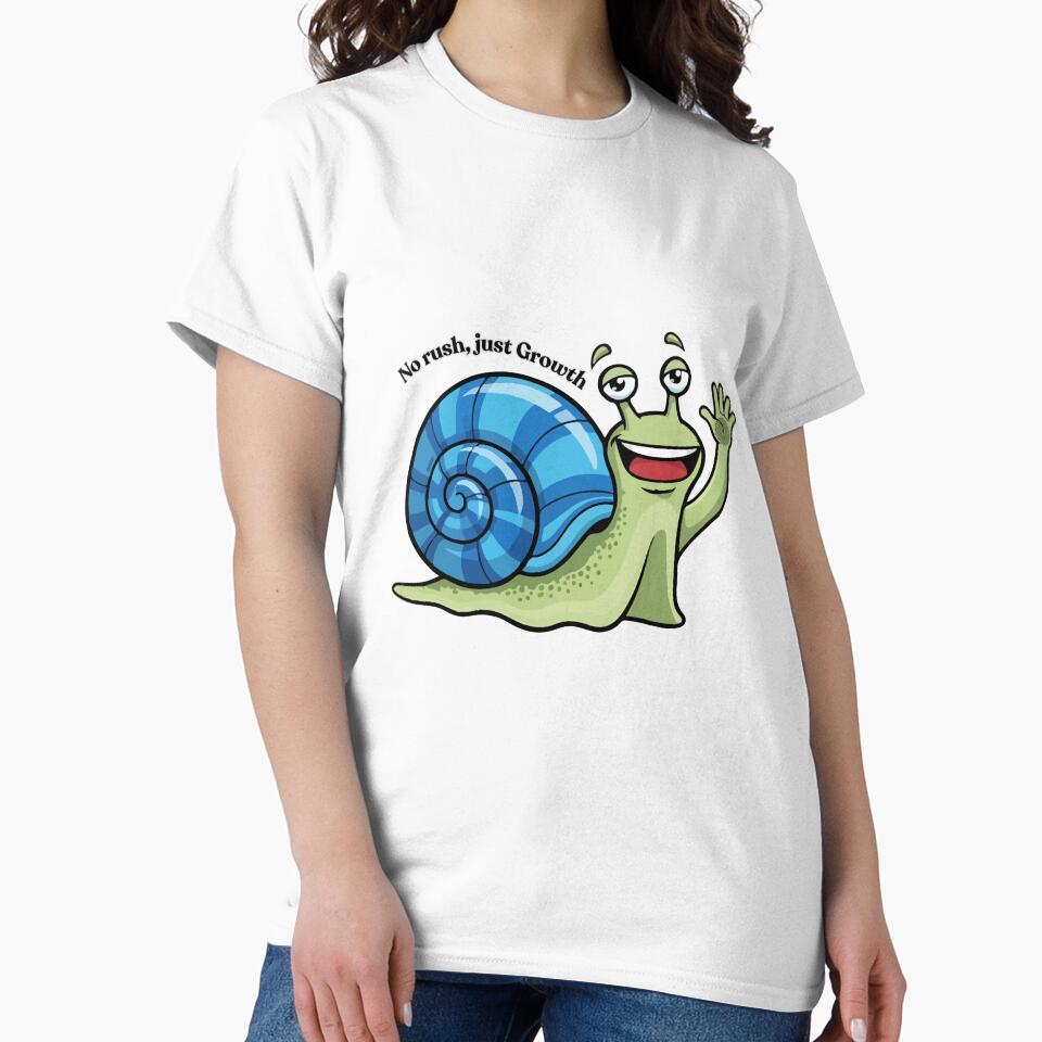 Blue Spiral Snail Sticker | No Rush Just Growth Quote Design by Pandey14