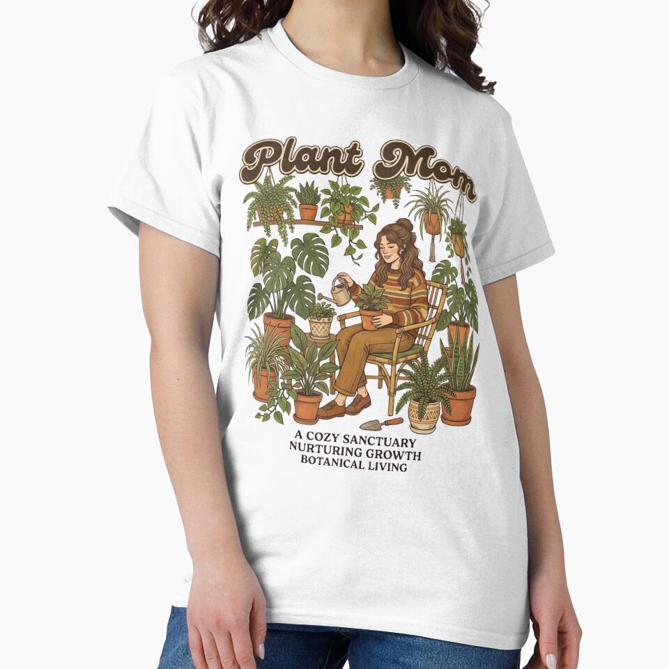 Plant Mom Cozy Sanctuary Design Retro Botanical Houseplants Illustration by urbinet