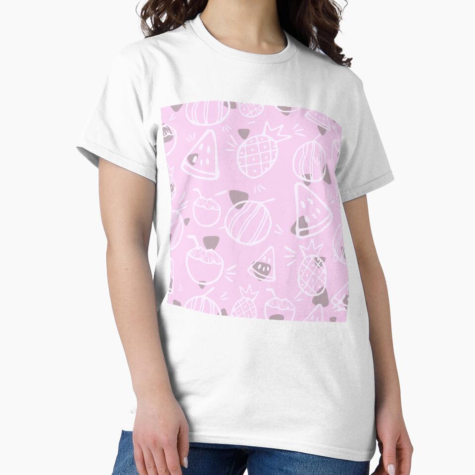 Pastel Pink Tropical Fruit Sketches Pattern by everything4eva