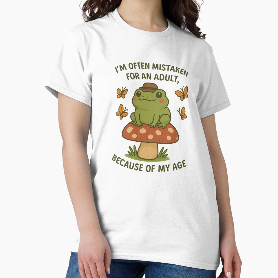 Cute Frog on Mushroom – Funny Adulting Quote Retro Aesthetic Design by Florarts