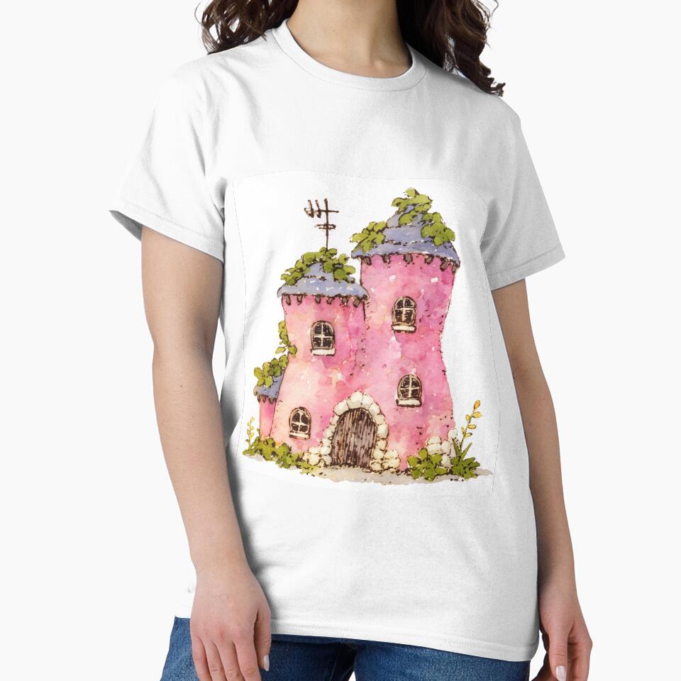 Mossy Roof Pink Storybook Cottage by bubblegoth