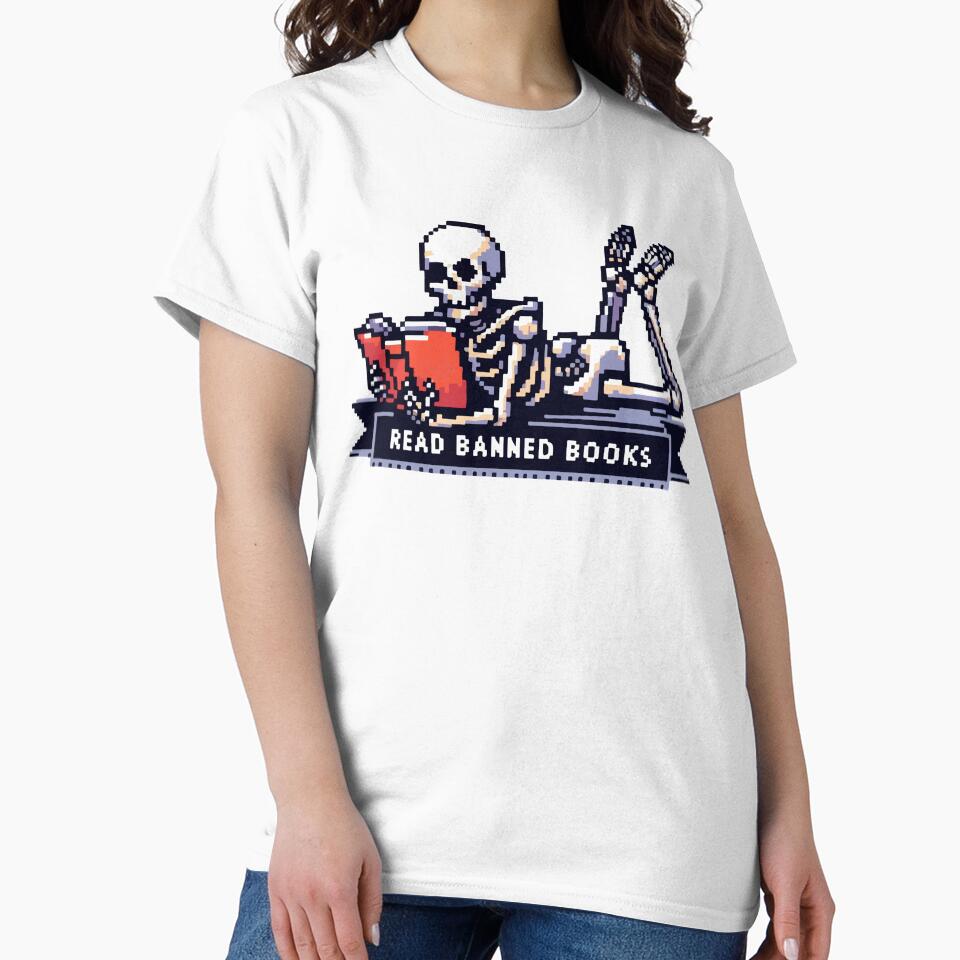 Read Banned Books Skeleton Pixel Art by TomFrontierArt