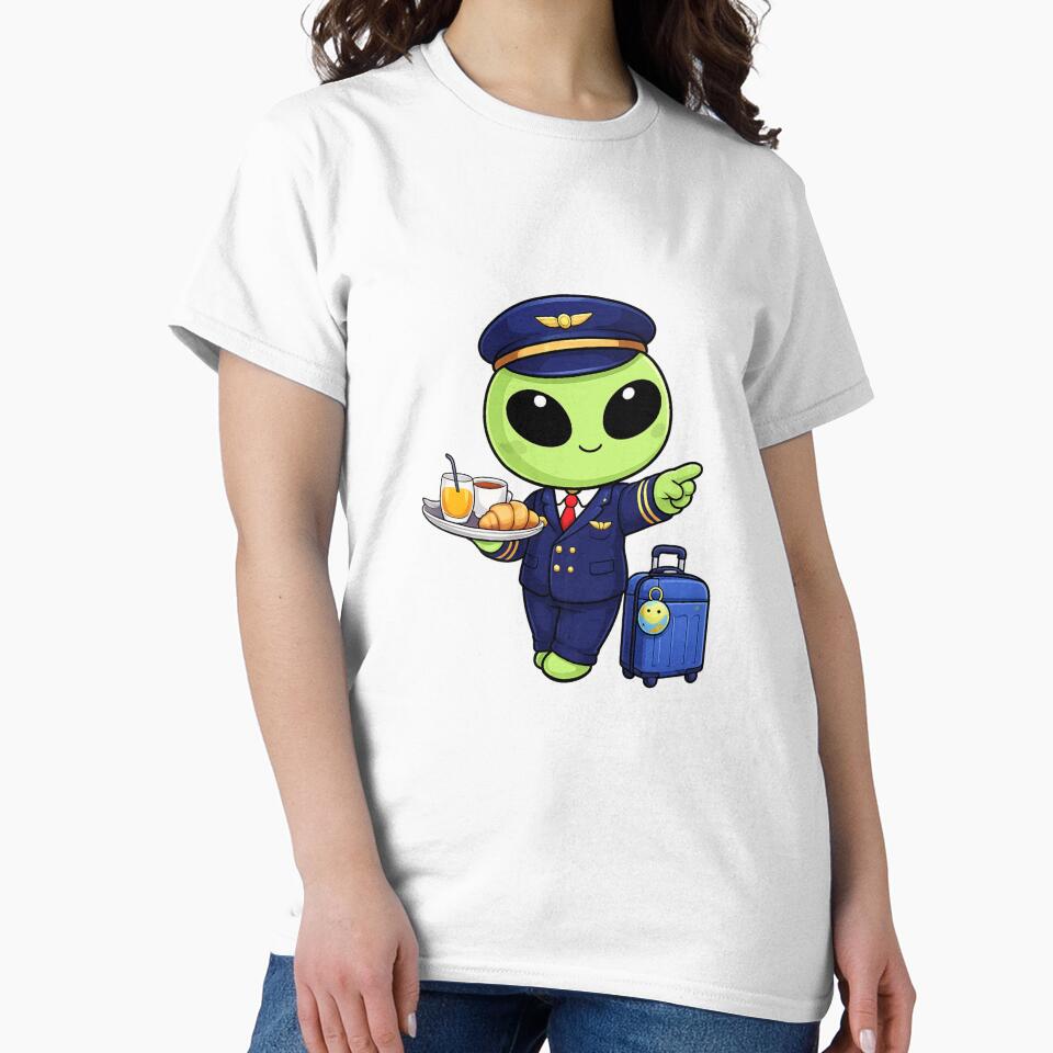 Cute Alien Flight Attendant | Kawaii Travel Steward Design by fedetrev