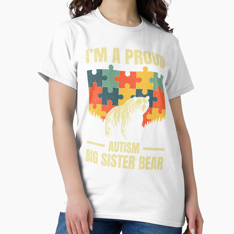 Proud Autism Big Sister Bear Neurodiversity Acceptance Puzzle Design by G350