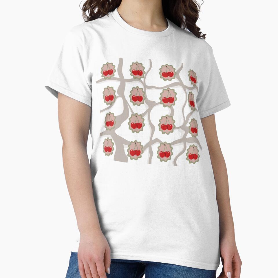Retro Cherry Pattern – Cute Vintage Fruit Ribbon Aesthetic by Barelythere2324